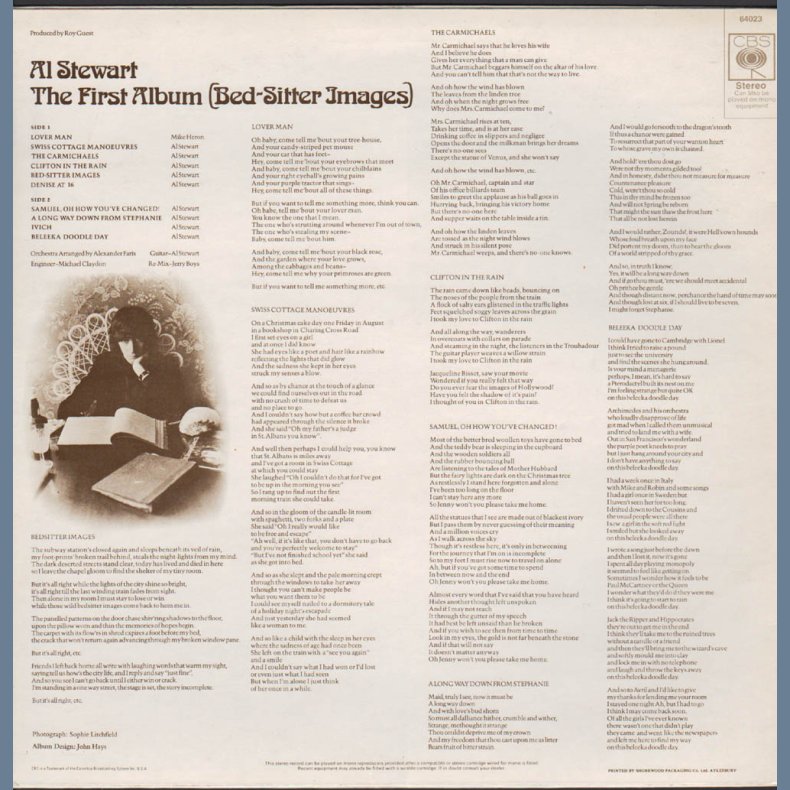 Bed-Sitter Images - 1970 UK CBS label Revised 2nd Edition 10-track LP