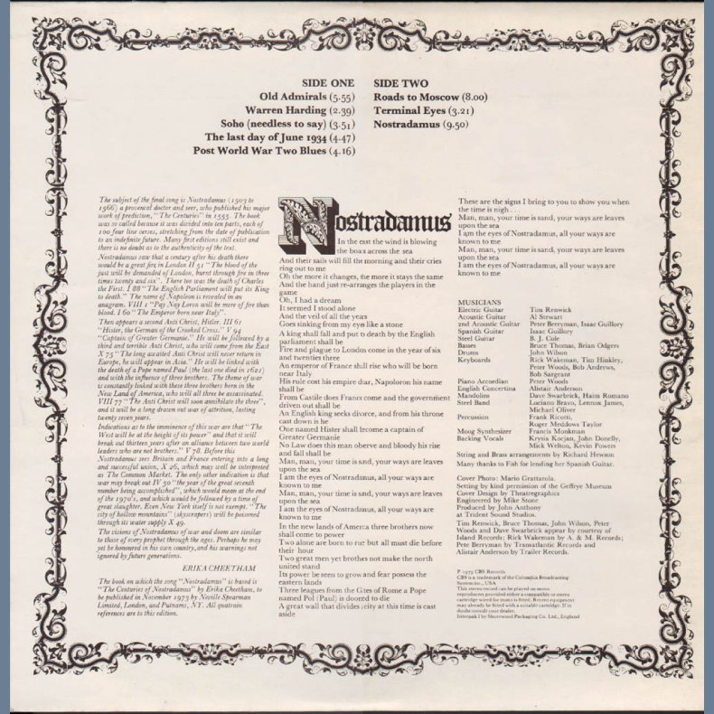 Past, Present &amp; Future - Mid 1970ies UK CBS label 9-track LP Pressing