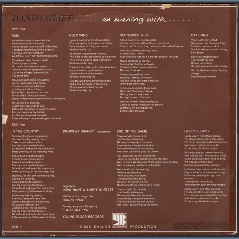 An Evening With Dando Shaft - Original German 8-track Vinyl LP