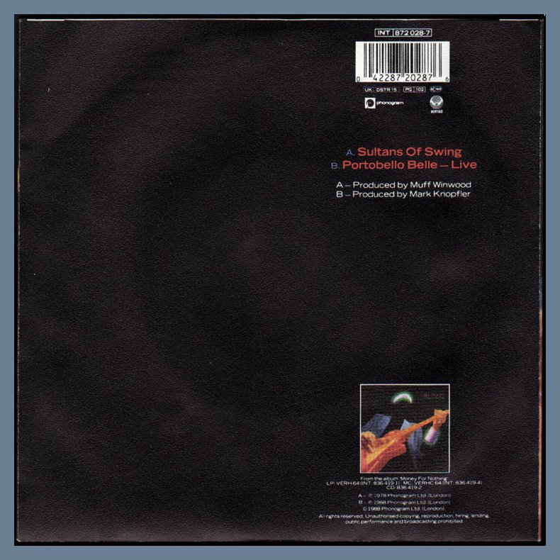 Sultans Of Swing b/w Portobello Belle - Live - 1988 Dutch Pressed 2-track 7" Single