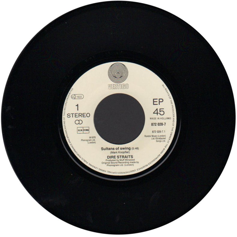 Sultans Of Swing b/w Portobello Belle - Live - 1988 Dutch Pressed 2-track 7" Single