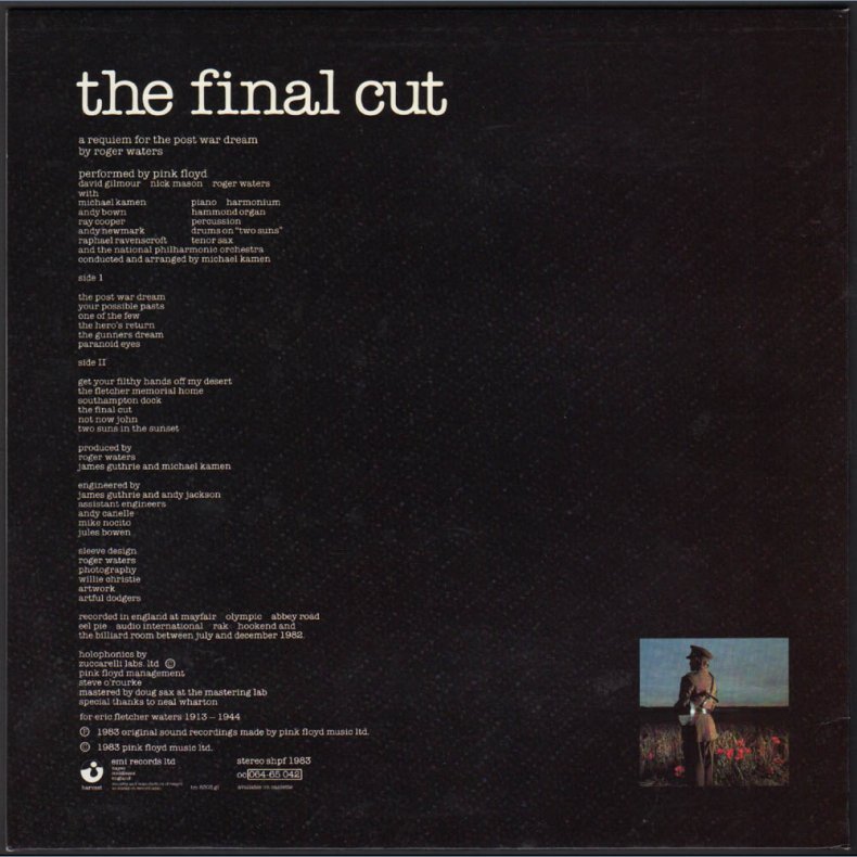 The Final Cut - Original 1983 UK Harvest/EMI label 12-track LP - A-5U/B-4U matrix endings