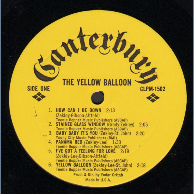 The Yellow Balloon - Original US Canterbury label 11-track LP