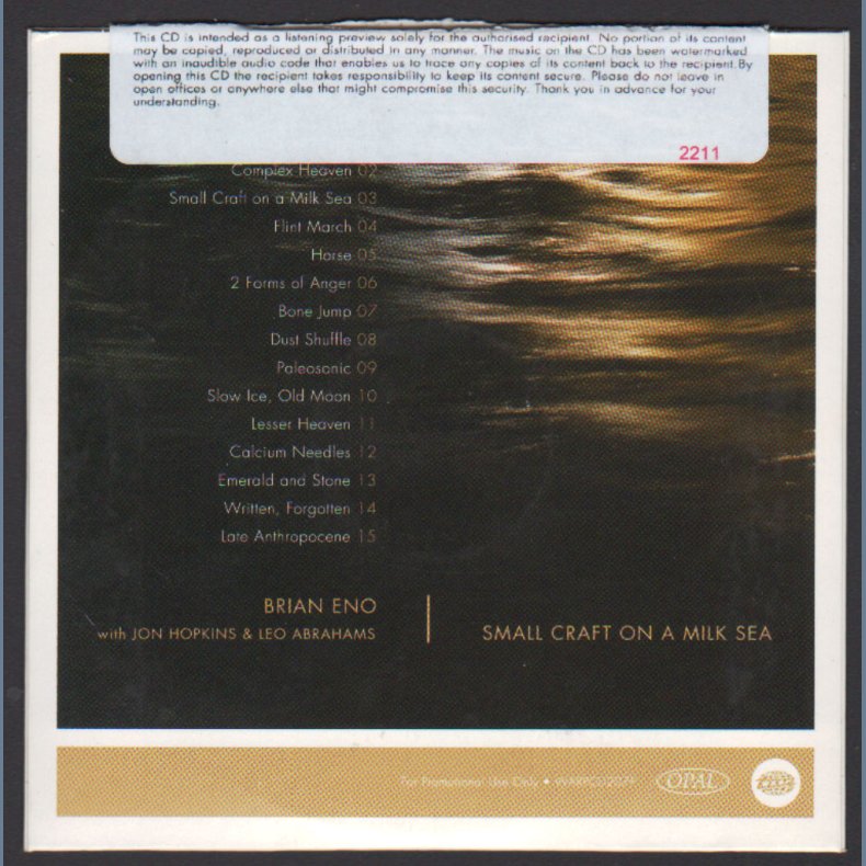 Small Craft On A Milk Sea - 2010 UK 15-track Promotional Issue Full Album CD Acetate