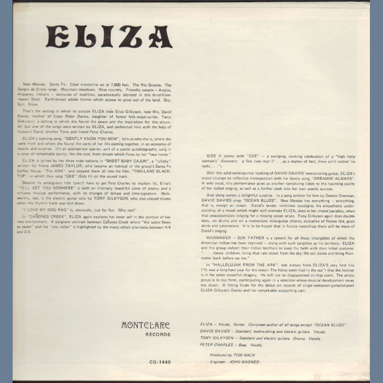 Eliza - Original 1969 US Promotional Issue 10-track LP