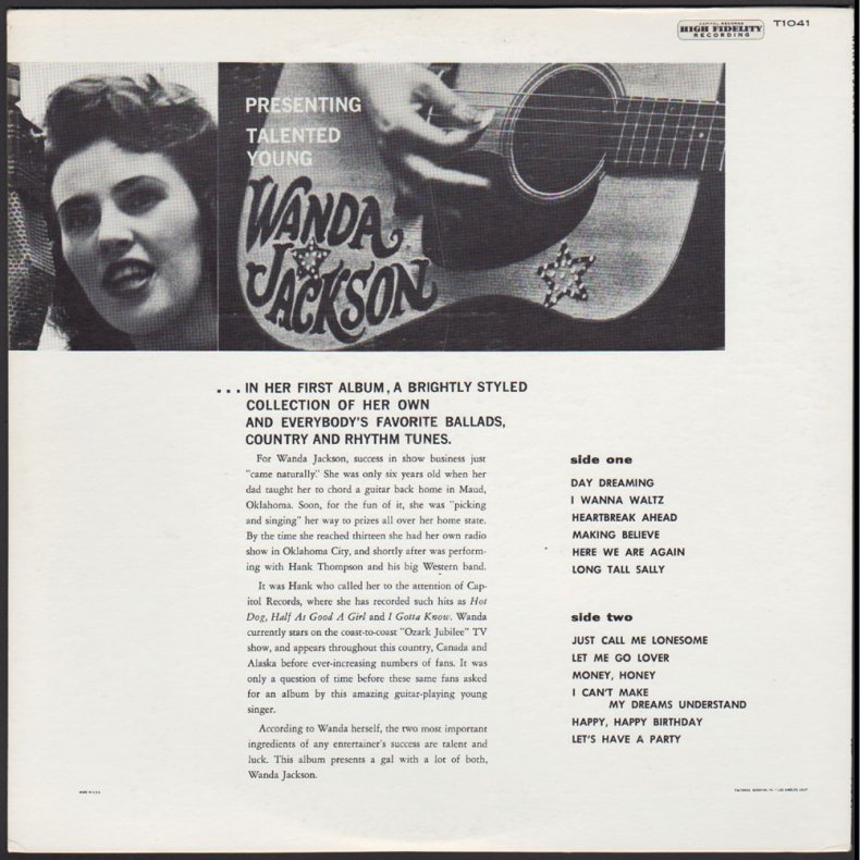 Wanda Jackson - 1962 US 2nd Pressing 12-track LP