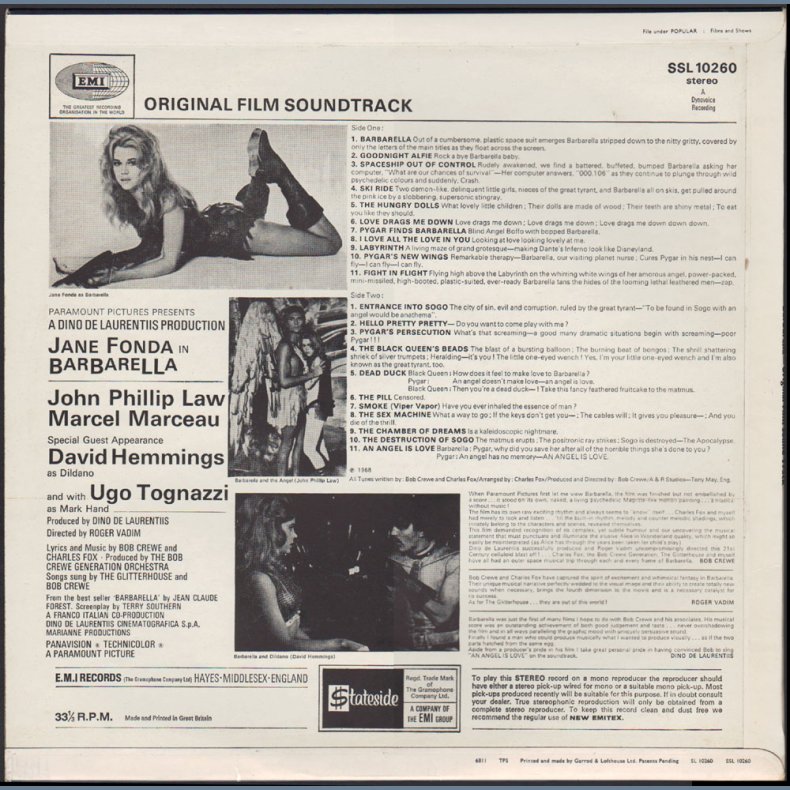Barbarella - 1968 UK Pressed Original Film Soundtrack LP