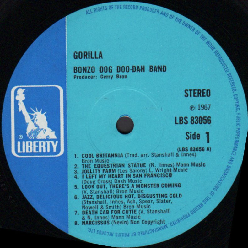Gorilla - Original 1967 Liberty label 15-track LP - turquoise and blue labels
