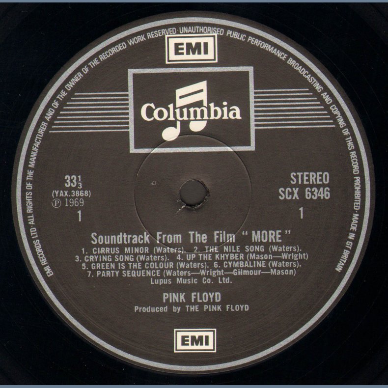 Soundtrack from the Film More - mid- to late 1970ies UK Columbia 13-track LP - Two Box Labels