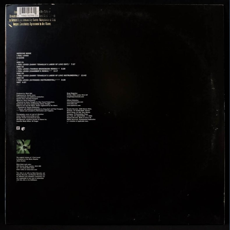 I Feel Loved - 2001 US Sire label 6-track Double 12" Single - Gold Promo Stamped