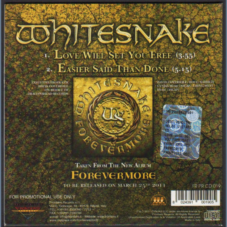 Love Will Set You Free/Easier Said Than Done - 2011 Italian 2-track promotional CD