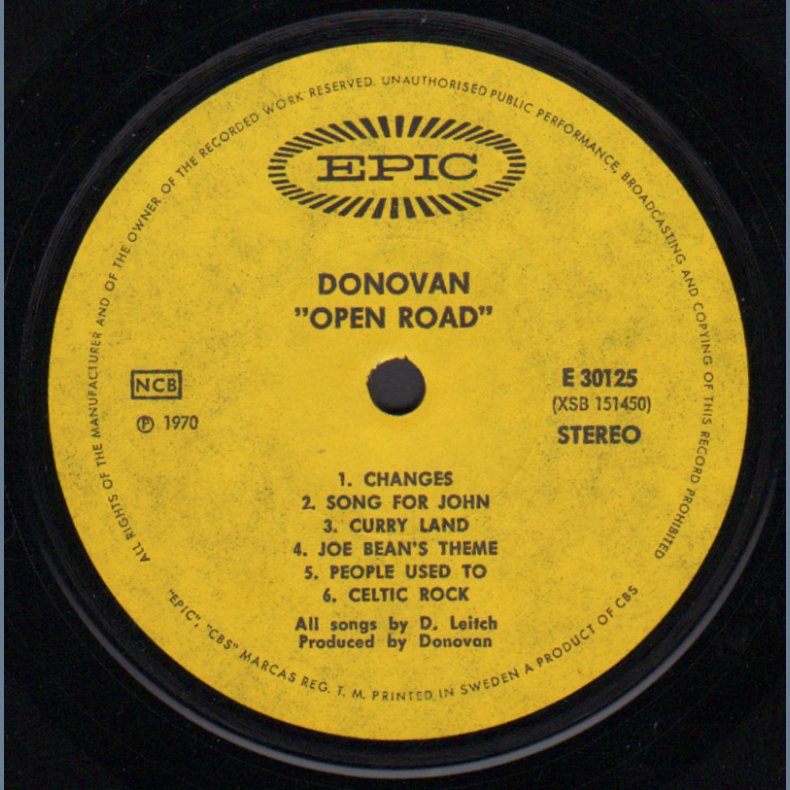 Open Road - Original 1970 Swedish Pressed Epic label 12-track LP