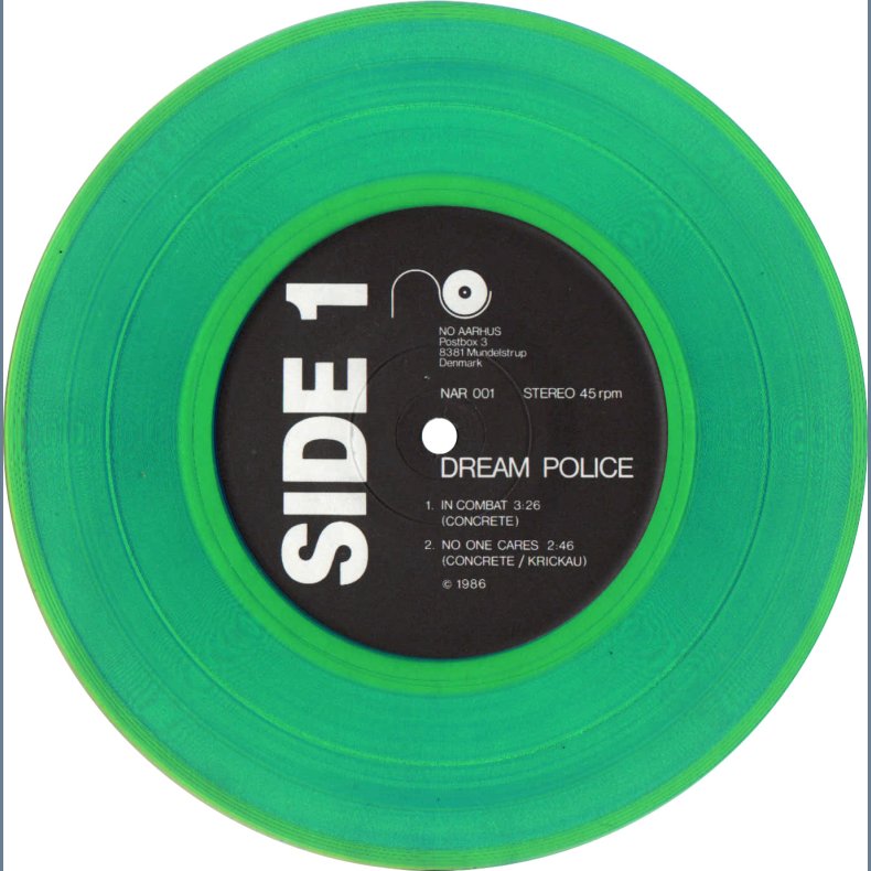 In Combat EP - 1986 Danish 4-track Translucent Green Vinyl 7" Single - Autographed