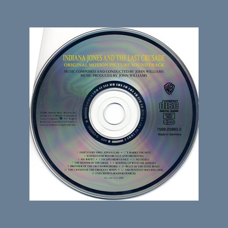 Indiana Jones and the Last Crusade - 1989 German pressed Warner Bros. Label Soundtrack 13-track CD