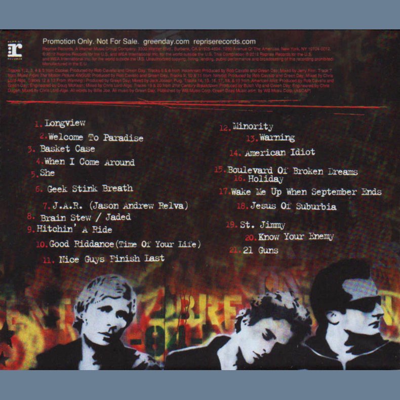 Green Day - 2012 German pressed 21-track promotional issue only compilation CD