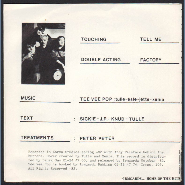 Tee Vee Pop - 1982 Danish Irmgardz label 4-track 7" EP 