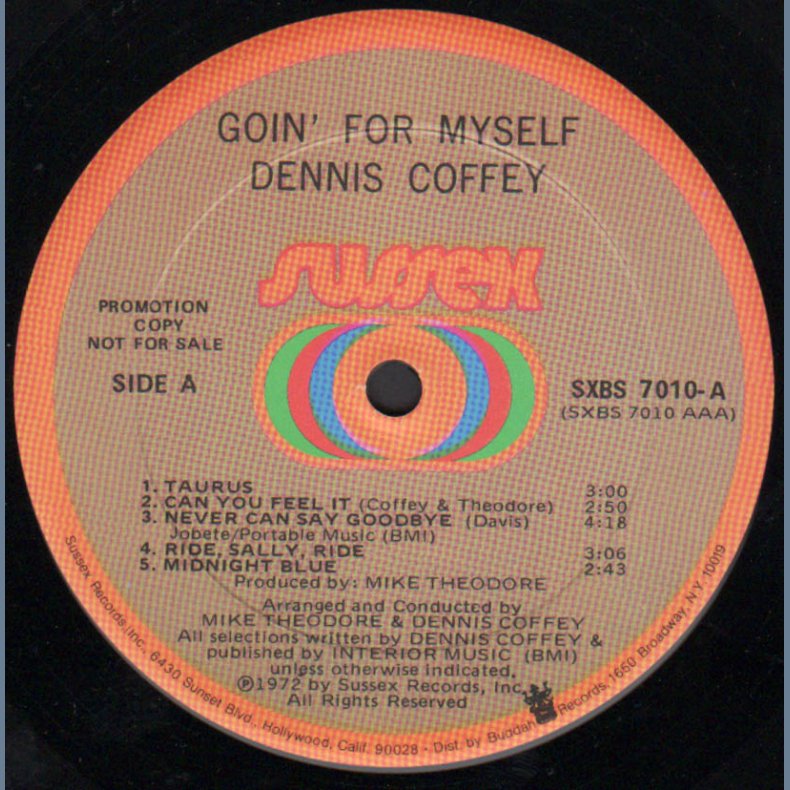Goin' For Myself - 1972 US Sussex label 9-track Promotional issue LP