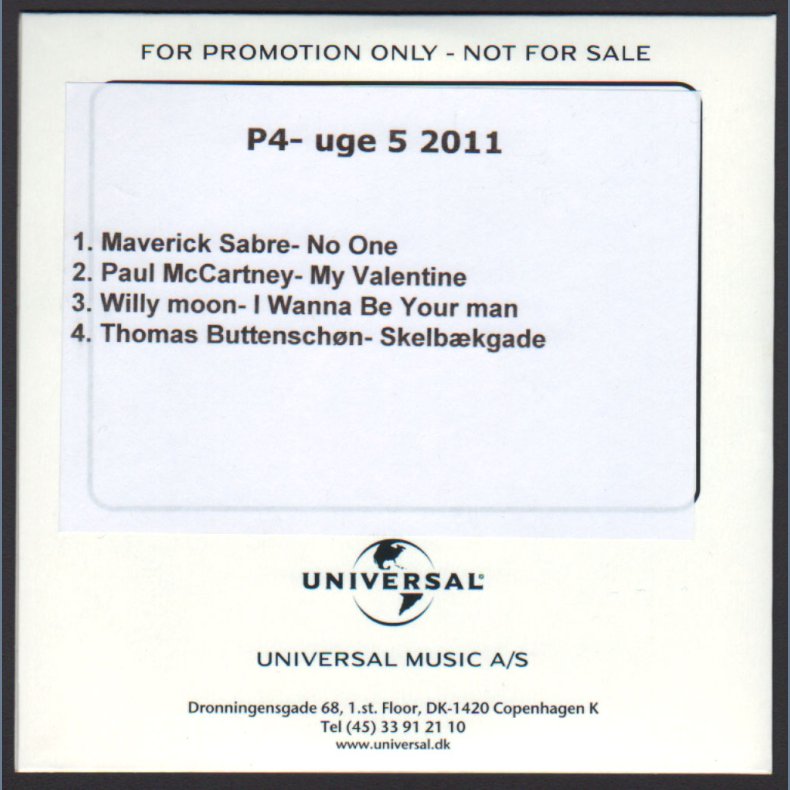 My Valentine (On 'P4 - Uge 5 2011) - 2011 Danish 4-track CD-Acetate