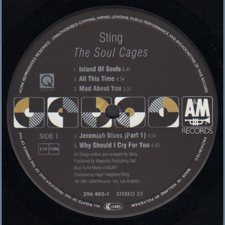 The Soul Cages - 1991 Dutch Pressed A&M label 9-track LP