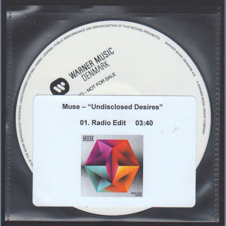 Undisclosed Desires - Remixes - Rare Authentic 2010 Danish 1-track promotional Issue CD-Acetate