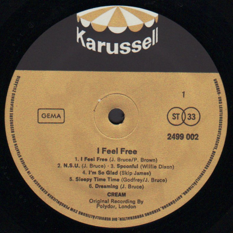 I Feel Free -  1970 German Karusell label 12-track LP 