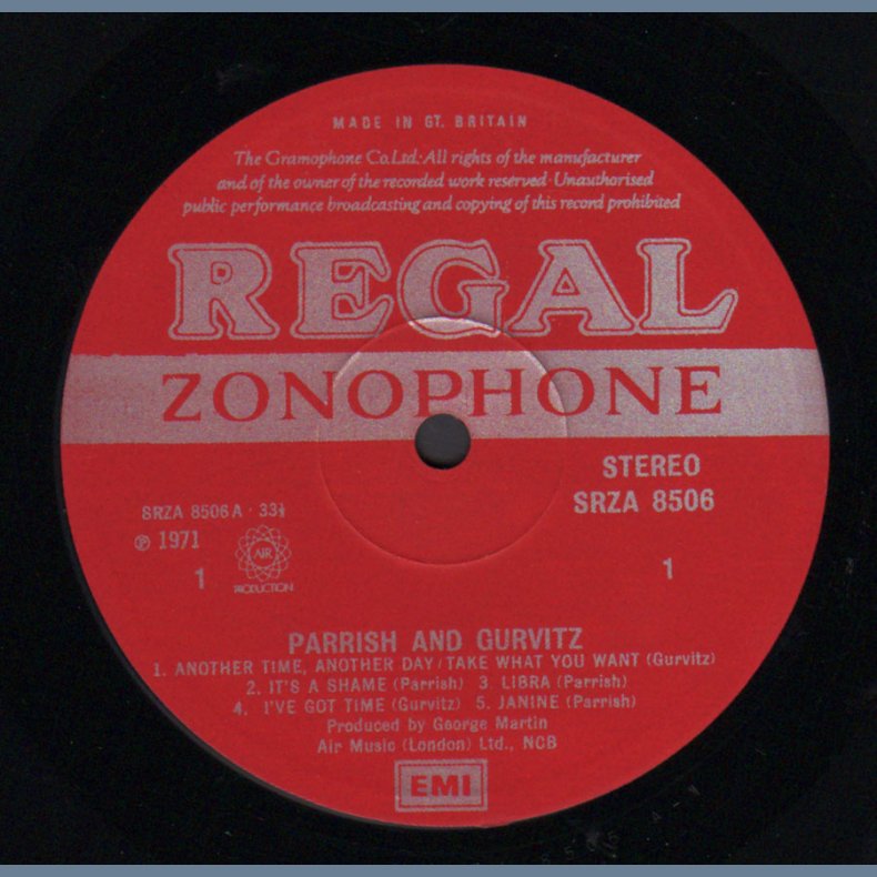 Parrish &amp; Gurvitz - Original 1971 UK 10-track Vinyl LP