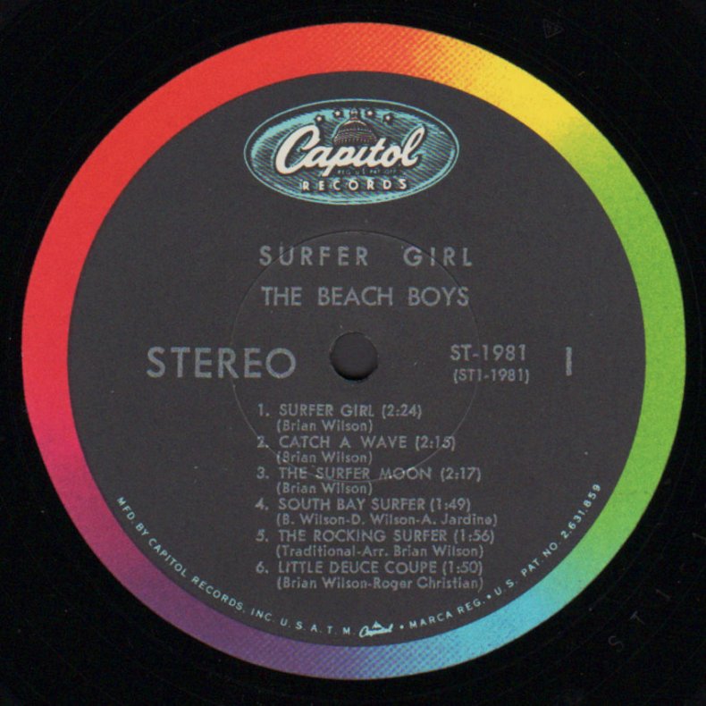 Surfer Girl - Original 1963 US Capitol label 12-track Vinyl LP - Black Rainbow Rim Labels