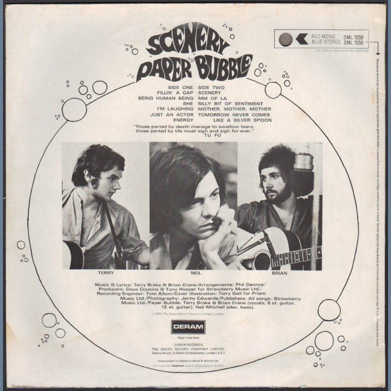 Scenery - 1971 UK Deram label 11-track Stereo Vinyl LP - Dark blue cover
