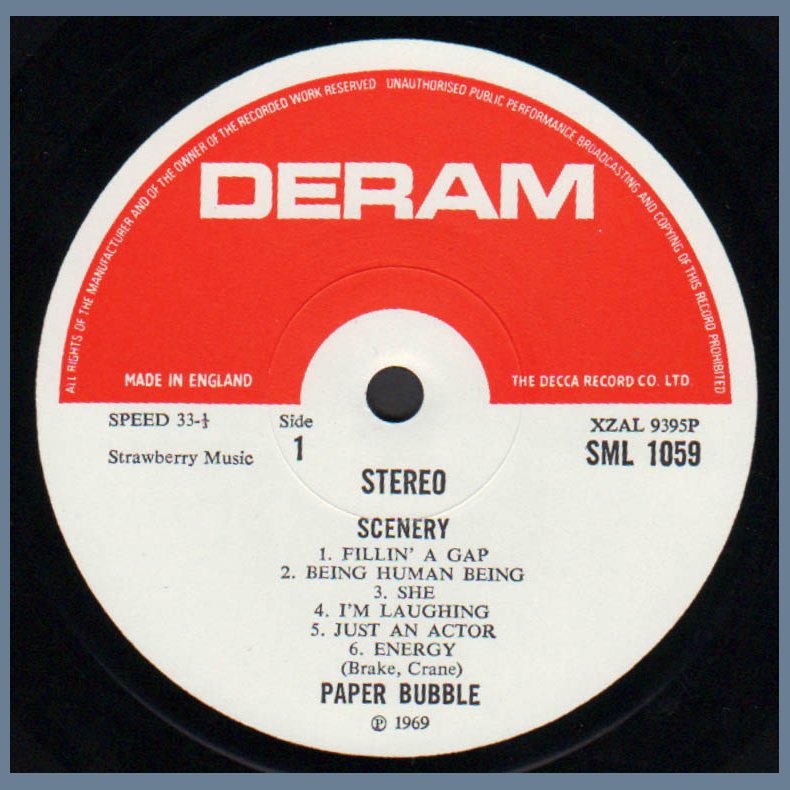 Scenery - 1971 UK Deram label 11-track Stereo Vinyl LP - Dark blue cover