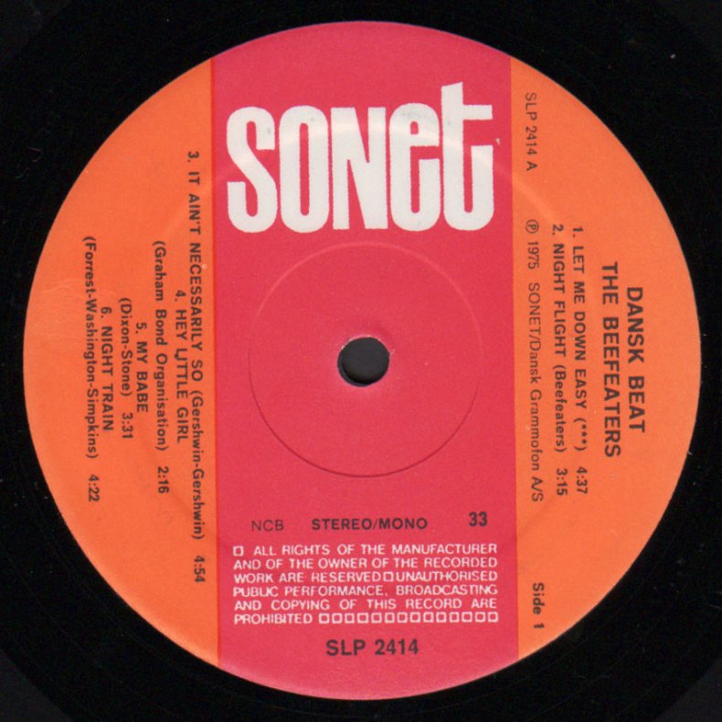 Dansk Beat - Original 1975 UK pressed Sonet label 10-track LP