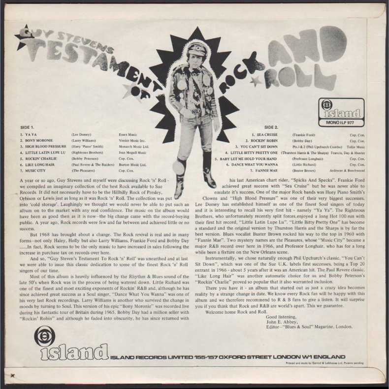 Guy Stevens Testament Of Rock 'N' Roll - Original 1968 UK Island 14-track Mono LP 