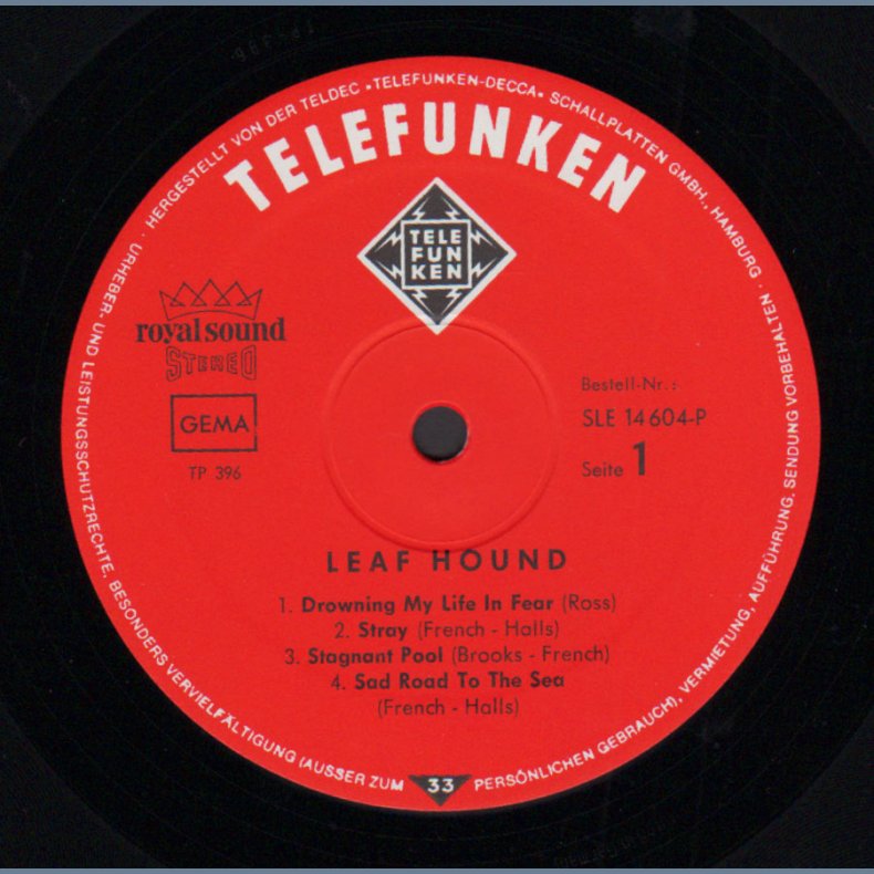 Leaf Hound - Original 1970 German Telefunken label 7-track LP - No Poster