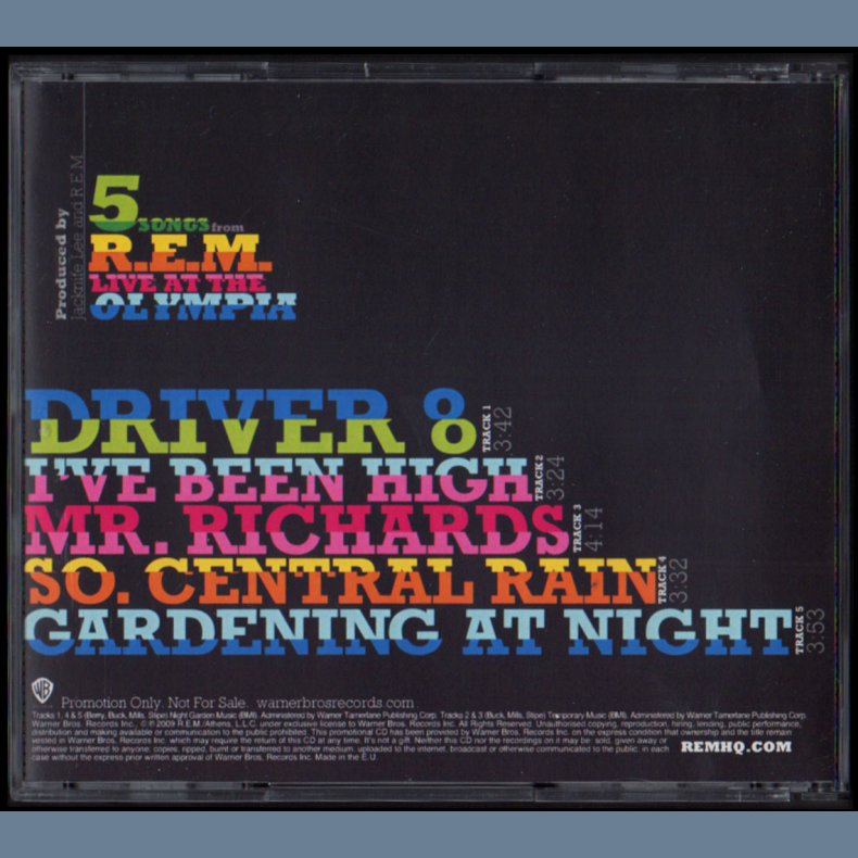 5 Songs From R.E.M. Live At The Olympia - 2009 European 5-track Promotional Issue CD Acetate