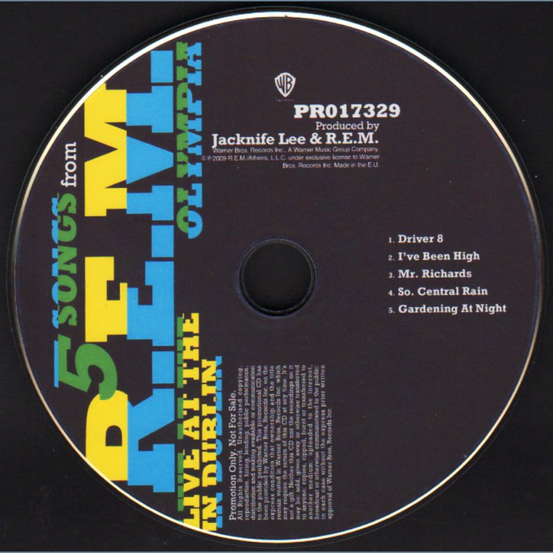 5 Songs From R.E.M. Live At The Olympia - 2009 European 5-track Promotional Issue CD Acetate