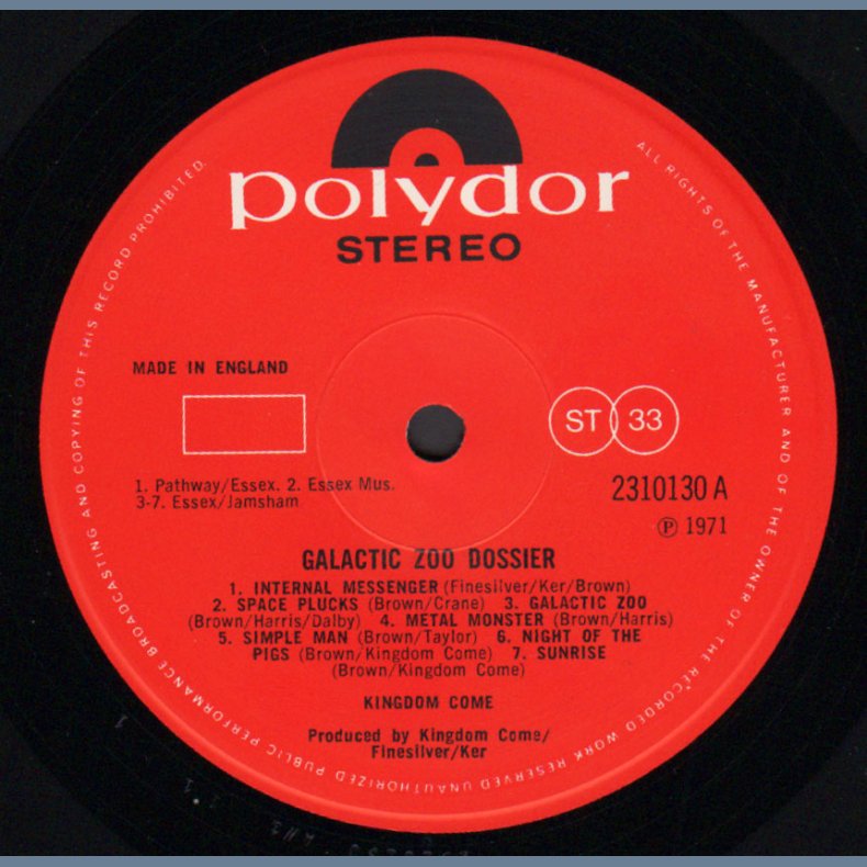 Galactic Zoo Dossier - Original 1971 UK Polydor label 