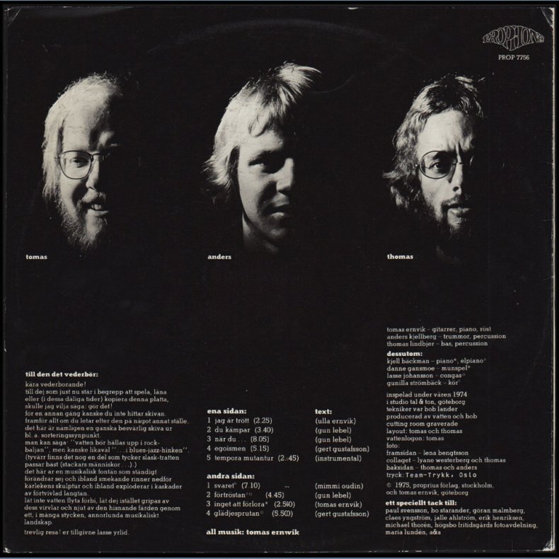 Tungt Vatten - Original 1975 Swedish Prophone label 9-track LP