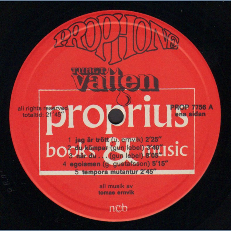 Tungt Vatten - Original 1975 Swedish Prophone label 9-track LP