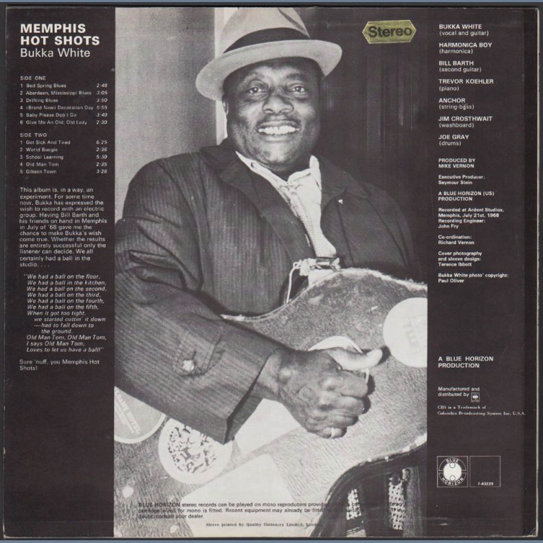 Memphis Hot Shots - Original 1969 UK Blue Horizon label Stereo 11-track LP