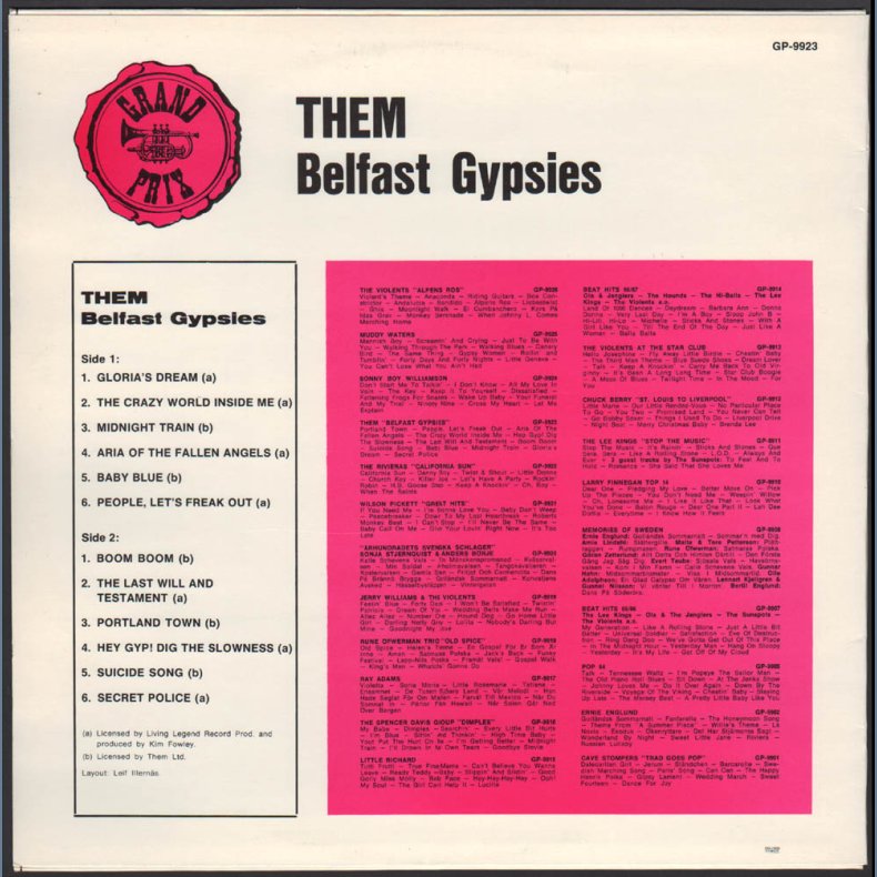 Them Belfast Gypsies - 1970ies Swedish Sonet label 12-track reissue LP