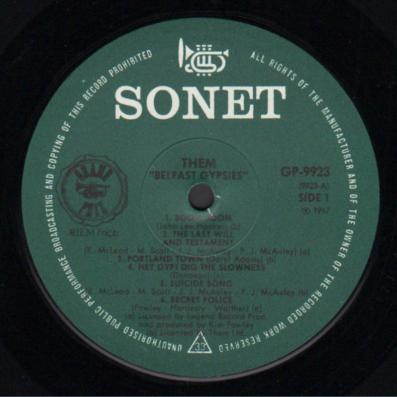 Them Belfast Gypsies - 1970ies Swedish Sonet label 12-track reissue LP