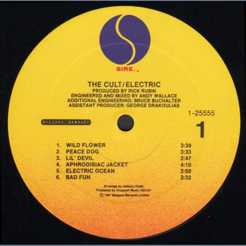 Electric - Original 1987 US Sire label 11-track LP