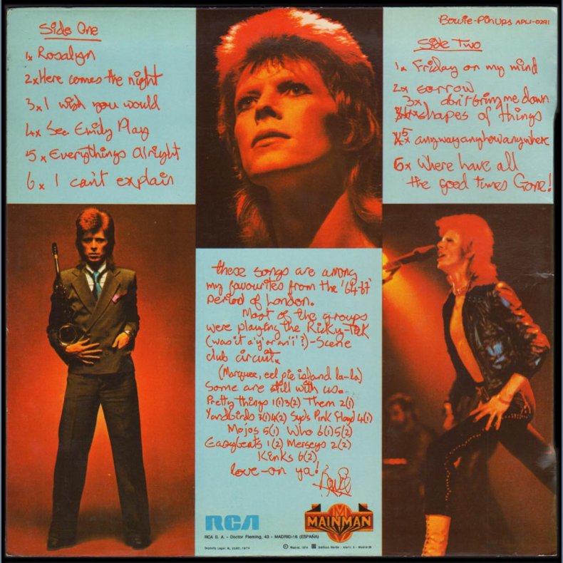 Pin Ups - 1973 Spanish Pressed RCA Victor label 12-track LP