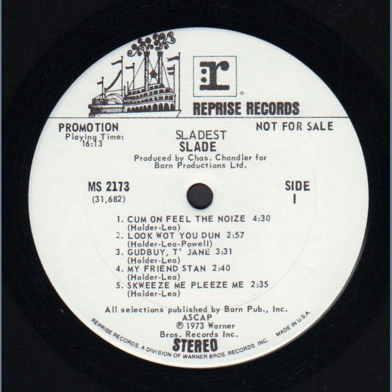 Sladest - 1973 US Warner Bros White Label Promotional Issue 11-track LP