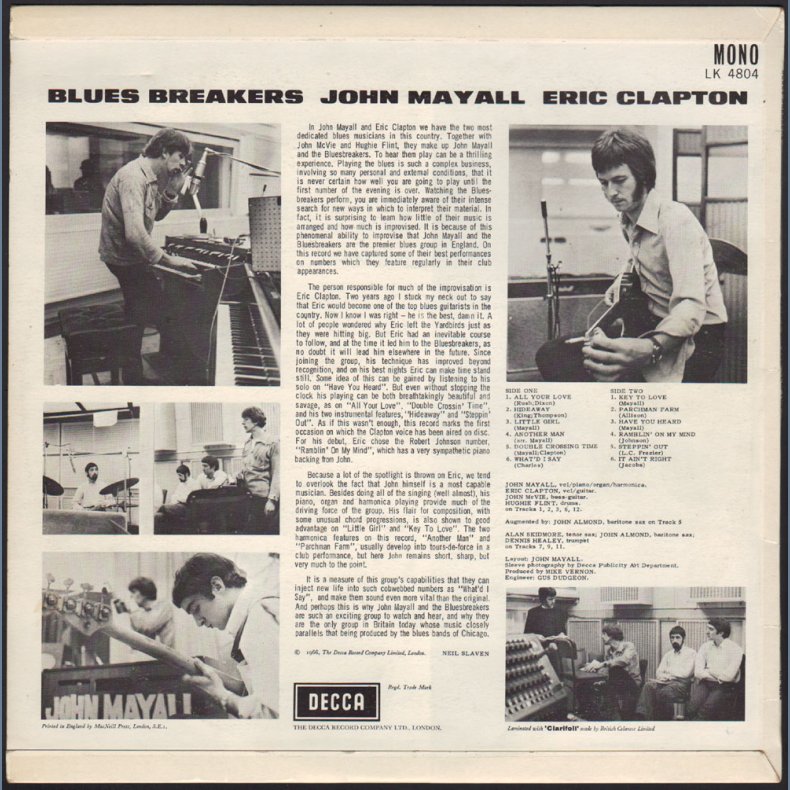 Bluesbreakers with Eric Clapton - Original 1966 UK Decca label 12-track Mono LP - Unboxed 'ffrr' lab