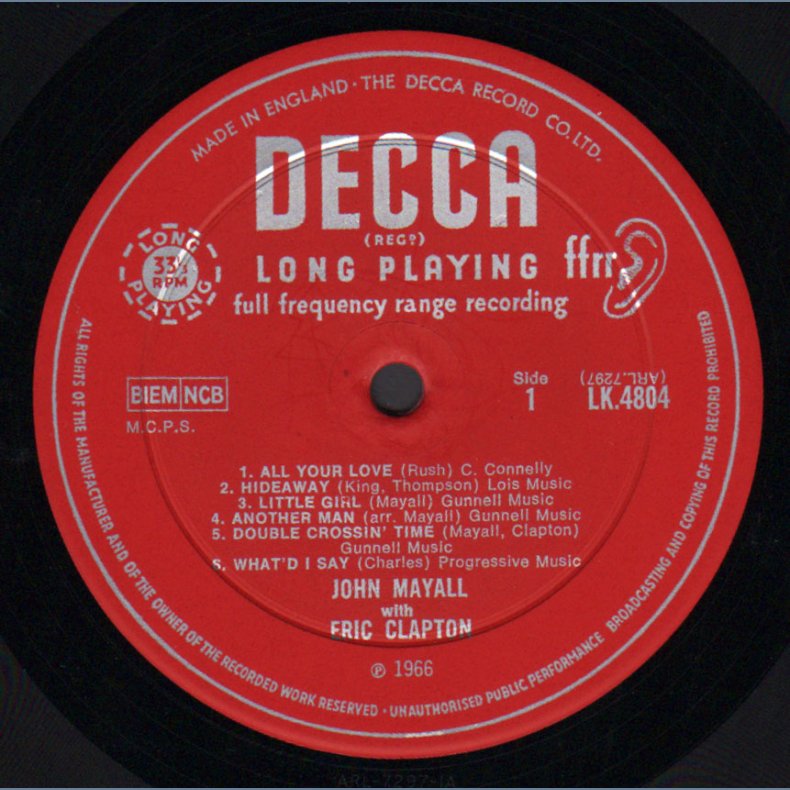 Bluesbreakers with Eric Clapton - Original 1966 UK Decca label 12-track Mono LP - Unboxed 'ffrr' lab