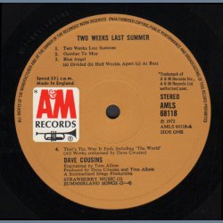 Two Weeks Last Summer - Original 1972 UK A&M label 9-track LP