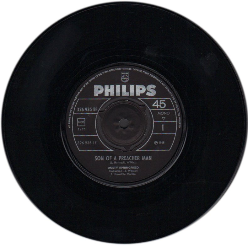 Son-Of-A Preacher Man b/w Just A Little Lovin' - 1967 Norwegian Philips label 2-track Mono 7"