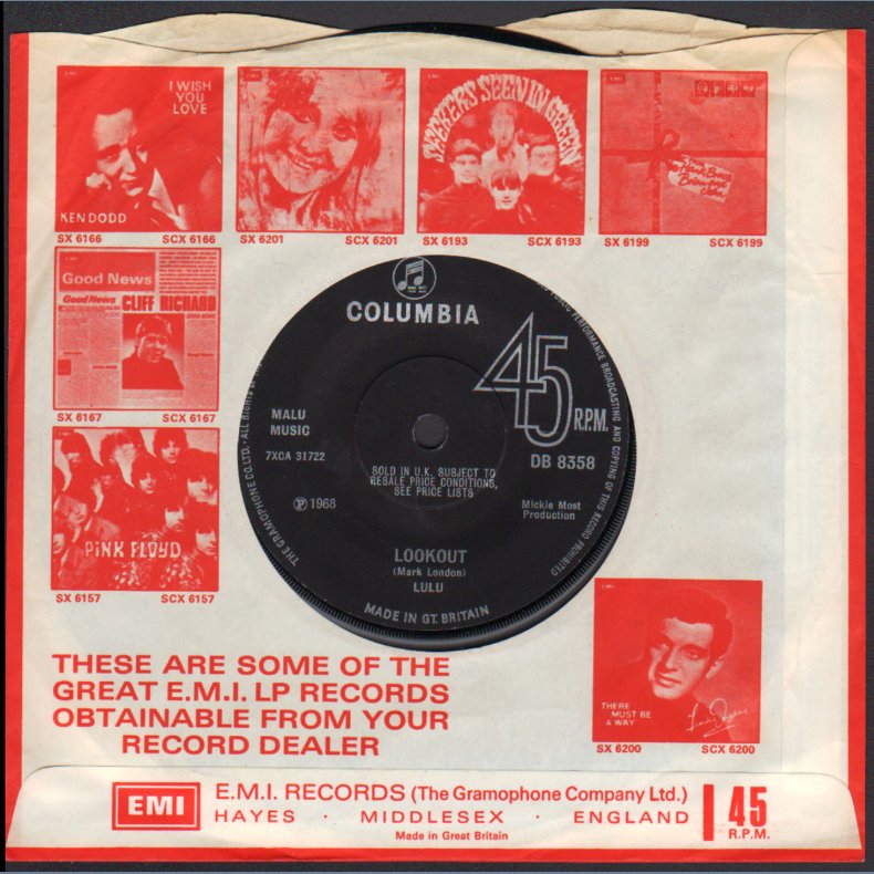 Me, The Peaceful Heart b/w Lookout - Original 1968 UK Columbia label 2-track 7" Single