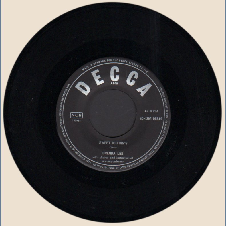 Sweet Nuthin's b/w Weep No More My Baby - 1960 Danish Decca label 2-track 7" Single 