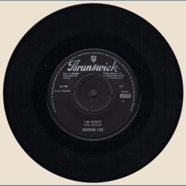 I'm Sorry b/w That's All You Gotta Do - 1960 UK/DK Brunswick label 2-track 7" Single 
